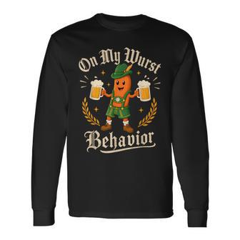 Oktoberfest On My Wurst Behavior Prost German Beer Prost Long Sleeve T-Shirt - Thegiftio UK
