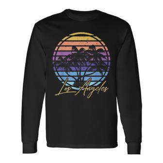Palmiers De Los Angeles De Californie La Retro T-shirt à manches longues - Cadeauxyz