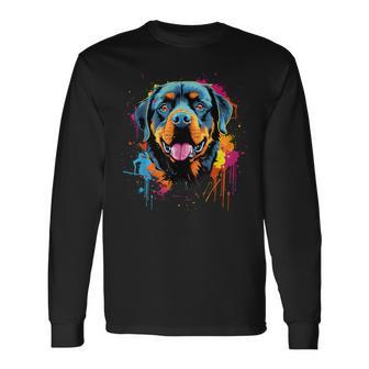Perro Rottweiler Colorido Camiseta de manga larga - Regaloses