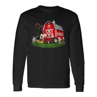 Red Barn Tractor With Farm Animals Country Living Long Sleeve T-Shirt | Seseable UK