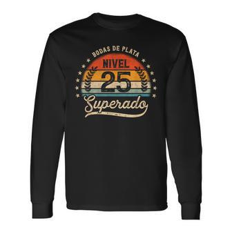 Regalo 25 Aniversario De Bodas De Plata Nivel 25Uperado Camiseta de manga larga - Regaloses