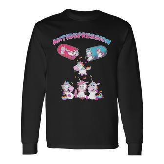 Regalo De Conciencia Dealud Mental De Unicornio Anti Depresión Camiseta de manga larga - Regaloses