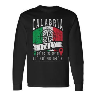 Reggio Calabre Drapeau Italie Italie Coordonnées Gps Calabre T-shirt à manches longues - Cadeauxyz