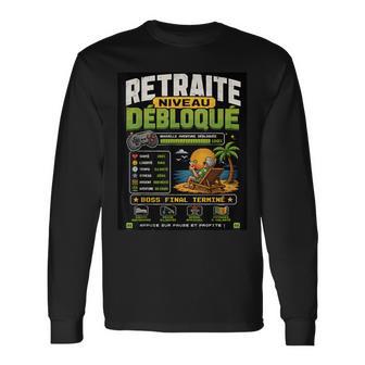 Retraite Niveau Débloqué Retraité Geek À La Plage T-shirt à manches longues - Cadeauxyz