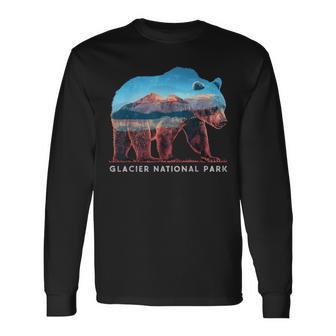 Retro Distressed Glacier Bear Glacier National Park Souvenir Long Sleeve T-Shirt - Thegiftio UK