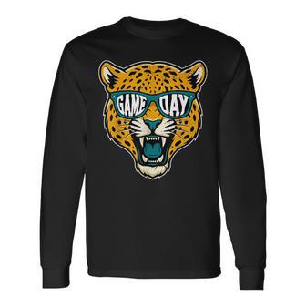 Retro Game Day Jaguar Sunglasses School Sports Team Spirit Long Sleeve T-Shirt | Seseable UK