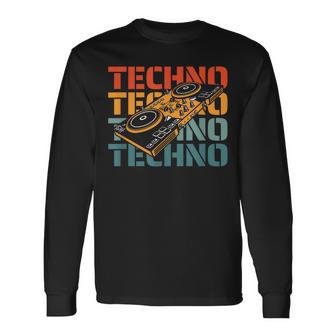 Retro Techno Festival Música Dubstepintage Rave Camiseta de manga larga - Regaloses