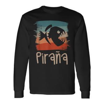 Retrointage Piraña Pirañas Camiseta de manga larga - Regaloses