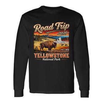 Road Trip 2026 Yellowstone National Park Bison Vintage Long Sleeve T-Shirt - Thegiftio UK
