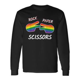 Rock Papel Tijeras Orgullo Lesbianas Corazón Lgbt Igualdad Gay Camiseta de manga larga - Regaloses
