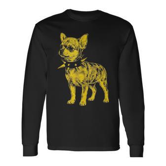Rocker Chihuahua Punk Metal Rock And Roll Music Dog In Mangas Camiseta de manga larga - Regaloses
