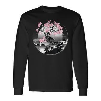Sakura Fleurs De Cerisier Japonaises Esthétique T-shirt à manches longues - Cadeauxyz