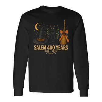 Salem 400 Years Anniversary Witch Hat Cat Broom Halloween Long Sleeve T-Shirt | Seseable UK