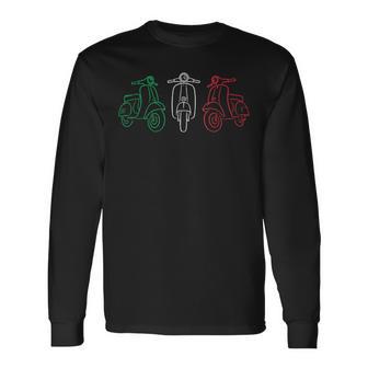 Scooter Moto En Colores De La Bandera De Italia Camiseta de manga larga - Regaloses