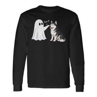 Siberian Husky Boo P Ghost Nose Boop Halloween Dog Lover Long Sleeve T-Shirt | Seseable UK