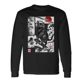 Skateboardeur Japonais Amateur De Manga Et De Musique T-shirt à manches longues - Cadeauxyz