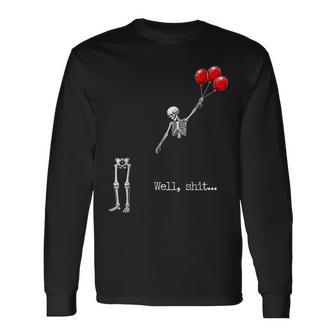 Skeleton Lost Balloon Skeleton Holding Balloon Halloween Long Sleeve T-Shirt | Seseable UK