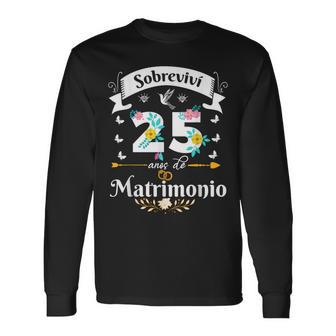 Sobreviví 25 Años De Matrimonio Aniversario De Boda Pareja Camiseta de manga larga - Regaloses