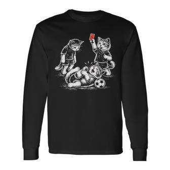 Soccer Cat Referee Foul Cat Lover Long Sleeve T-Shirt - Thegiftio UK