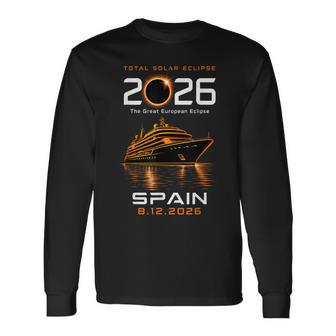 Spain Sea Cruise Ship Total Solar Eclipse 12 August 2026 Long Sleeve T-Shirt | Seseable UK