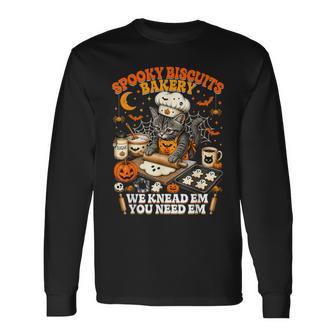 Spooky Biscuits Bakery Black Cat Halloween Pumpkin Long Sleeve T-Shirt - Thegiftio UK