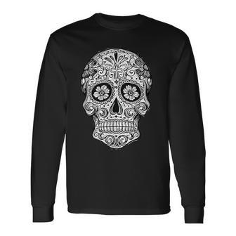 Sugarkull Photo En Noir Et Blanc Day Dead Dia De Los Muertos T-shirt à manches longues - Cadeauxyz
