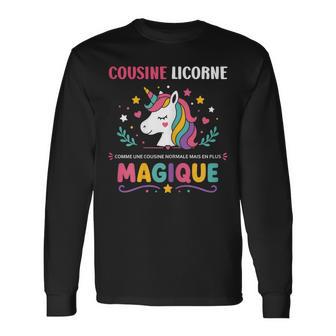 Super Cousine Magique Drole Amour Humour Cousine Licorne T-shirt à manches longues - Cadeauxyz