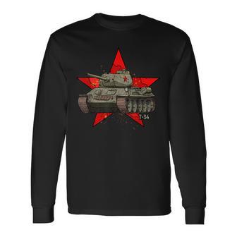 T-34 Tanqueoviético De Laegunda Guerra Mundial Ejército Ruso Estrella Roja Camiseta de manga larga - Regaloses