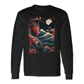 Tatouage Japonais Esthétique Dragon Asiatique Japontyle Japon T-shirt à manches longues - Cadeauxyz