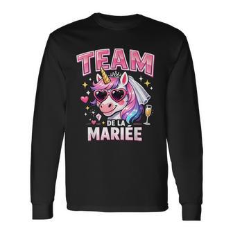 Team De La Mariée Licorne Evjf Fête Mariage T-shirt à manches longues - Cadeauxyz
