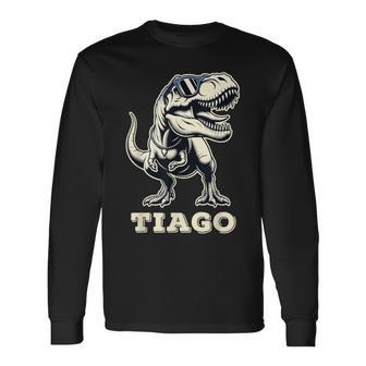 Tiago Cadeau Prénom Personnalisé Garçon Dinosaure T-shirt à manches longues - Cadeauxyz