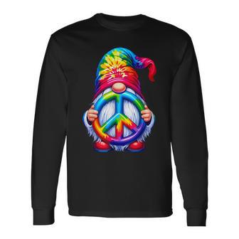Tie-Dye Gnomes Peace Sign Hippie Gnome Long Sleeve T-Shirt - Thegiftio UK