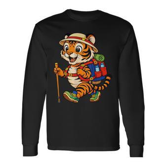 Tigre Mochilero Montaña Exteriorenderismo Anim Camiseta de manga larga - Regaloses