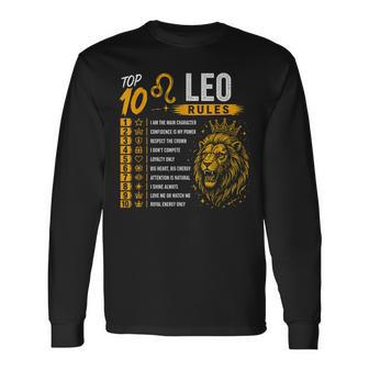 Top 10 Rules Of Leo Birthday Long Sleeve T-Shirt - Thegiftio UK