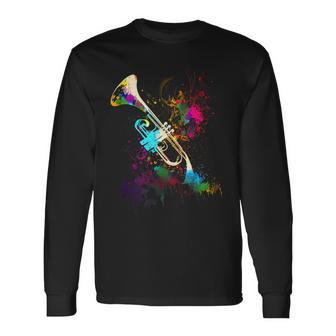 Trompeta Colores Colorido Músico Regalo Para Trompetista Camiseta de manga larga - Regaloses