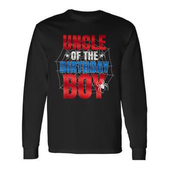 Uncle Of The Birthday Boy Matching Family Spider Web Long Sleeve T-Shirt - Thegiftio UK