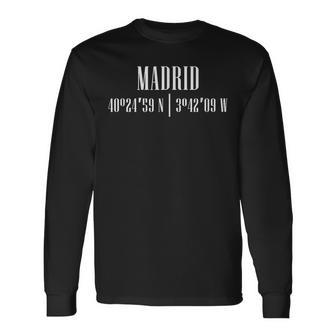 Viaje Madrid -Iajar Turistaiajero Coordenadas Ciudad Camiseta de manga larga - Regaloses