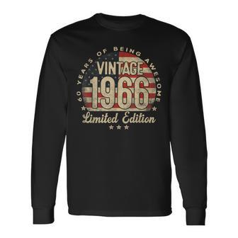 Vintage 1966 Limited Edition Usa Flag 60-Year-Old Age 60 Long Sleeve T-Shirt - Monsterry