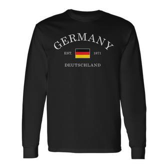 Vintage Deutschland Germany Flag German Souvenir Retro Long Sleeve T-Shirt - Thegiftio UK