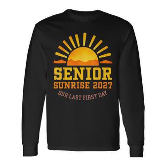 Vintage Senior Sunrise 2027 Seniors Of Class Graduation Long Sleeve T-Shirt - Thegiftio UK