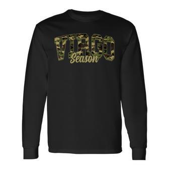 Virgo Season Camo Camouflage Birthday Zodiac Long Sleeve T-Shirt - Thegiftio UK