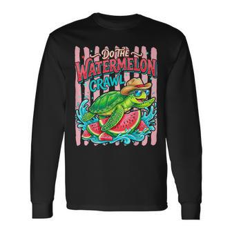 Do The Watermelon Crawl Turtle Girly Striped Summer Long Sleeve T-Shirt - Monsterry