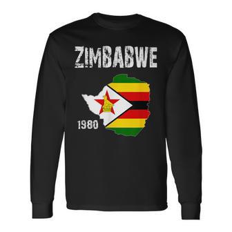 Zimbabue Mapa Bandera Est Camiseta de manga larga - Regaloses