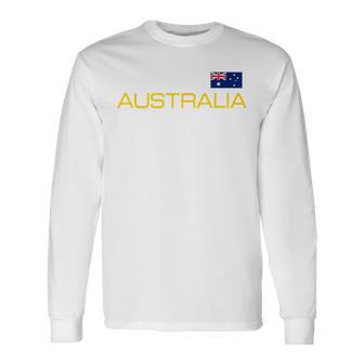 Australia Flag Australian Athletic Sports Jersey Style Long Sleeve T-Shirt - Thegiftio UK