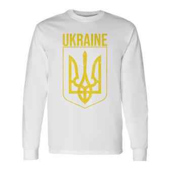 Bandera De Ucraniaoporte Escudo De Armas Conoporte De Ucrania Ukr Camiseta de manga larga - Regaloses