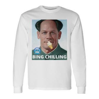 Bing Shi Ling Bing Chilling John Xina Ice Cream Chinese Meme Performance Long Sleeve T-Shirt - Thegiftio UK