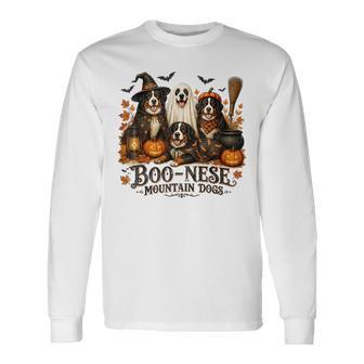 Boo-Nese Mountain Dogs Halloween Pumpkin Witch Spooky Dog Long Sleeve T-Shirt - Thegiftio UK