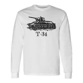 Bosquejo Del Tanque Ruso T-34 Ww2 Camiseta de manga larga - Regaloses