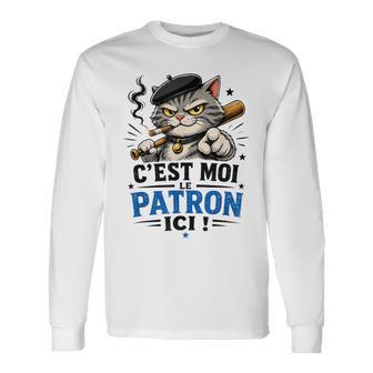 Cadeaux Chat Humour – C’Est Moi Le Patron Ici T-shirt à manches longues - Cadeauxyz