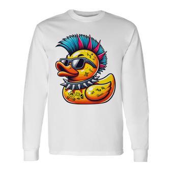 Canard Punk Rockeur Amateur De Canard Mignon Propriétaire De Canard Caneton Haut De Gamme T-shirt à manches longues - Cadeauxyz